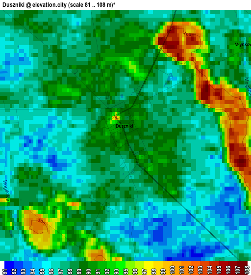 Duszniki elevation map