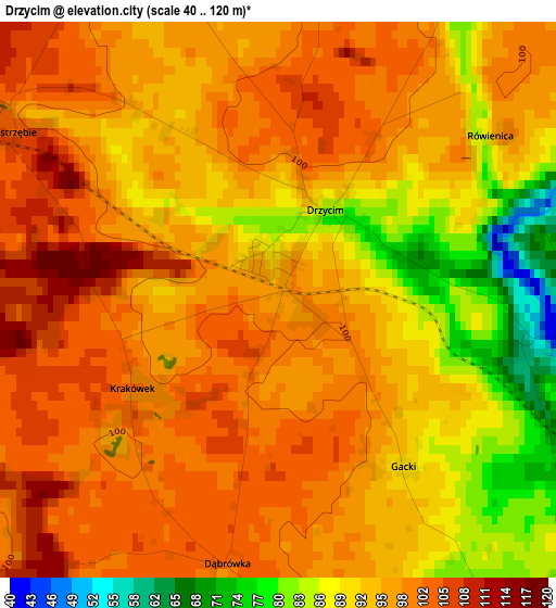 Drzycim elevation map