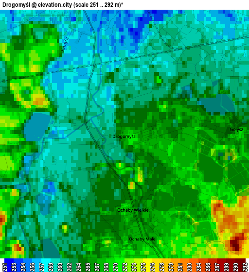 Drogomyśl elevation map