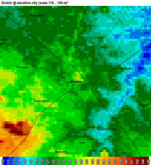 Drobin elevation map