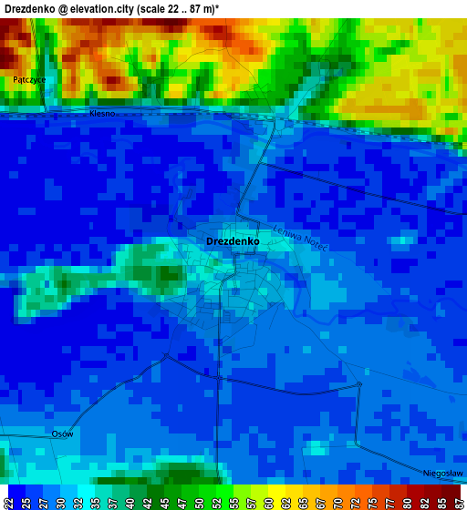 Drezdenko elevation map