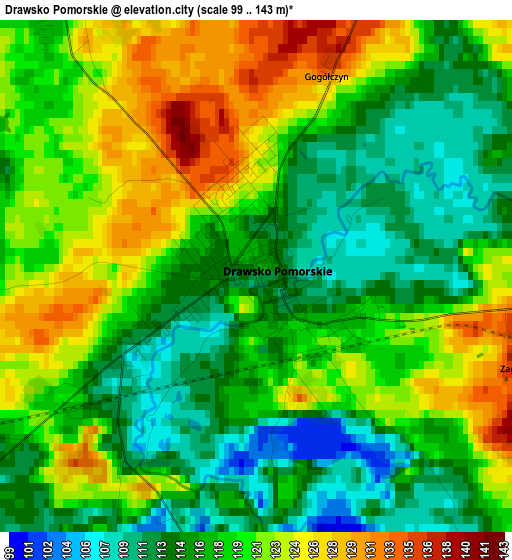 Drawsko Pomorskie elevation map