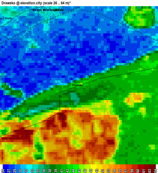 Drawsko elevation map
