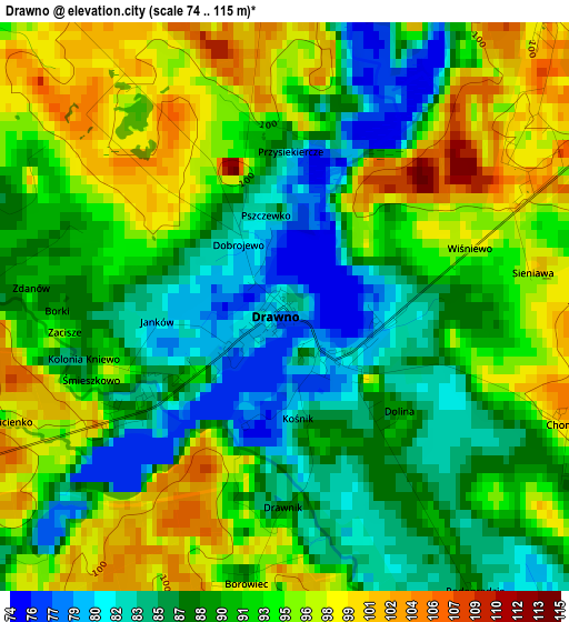 Drawno elevation map