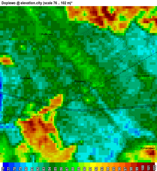 Dopiewo elevation map