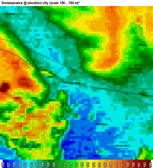 Domaszowice elevation map