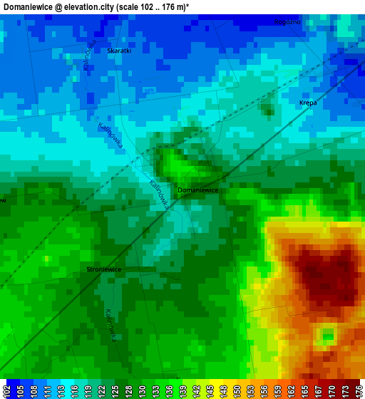 Domaniewice elevation map