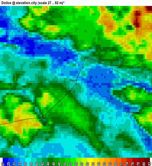 Dolice elevation map