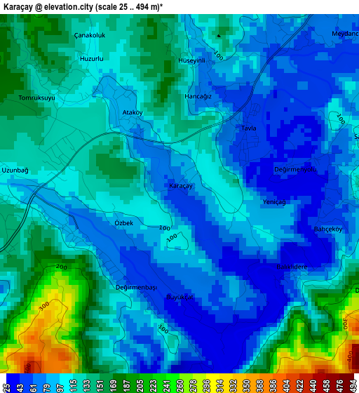 Karaçay elevation map