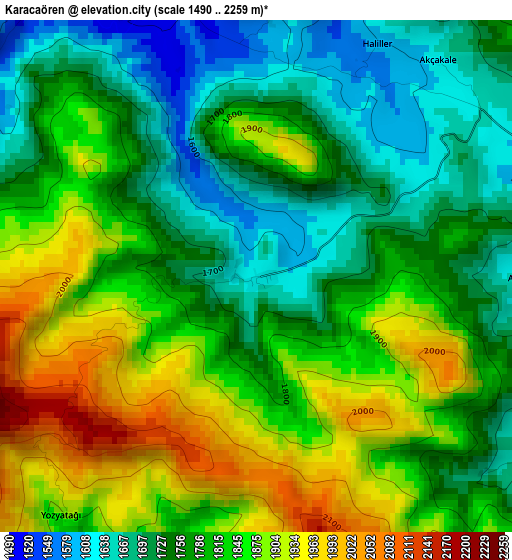 Karacaören elevation map