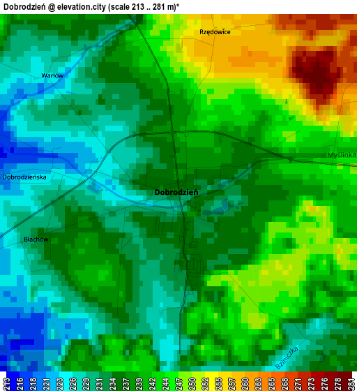 Dobrodzień elevation map