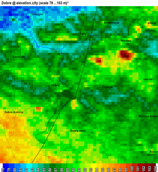 Dobre elevation map