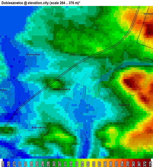 Dobieszowice elevation map