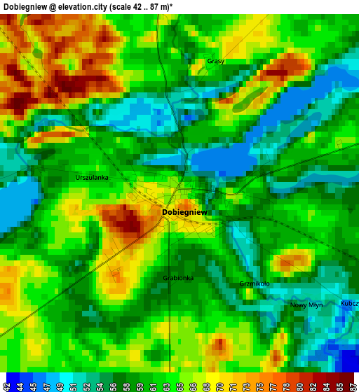 Dobiegniew elevation map