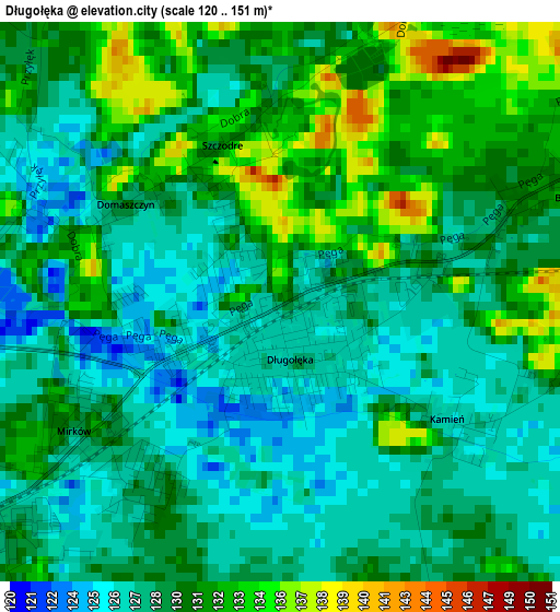 Długołęka elevation map