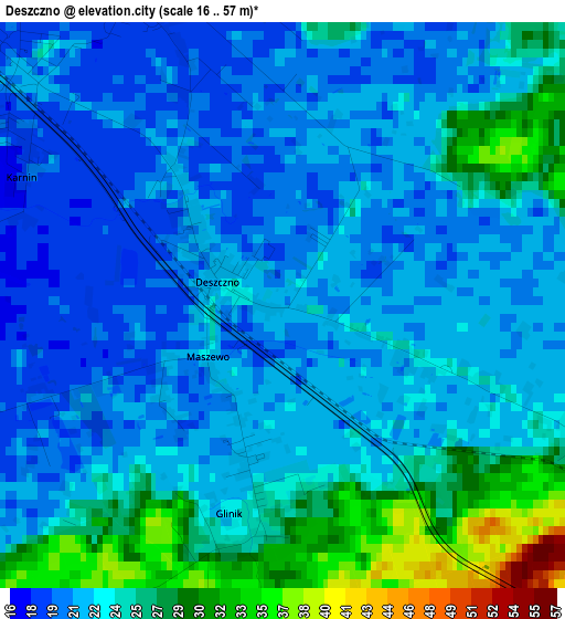 Deszczno elevation map