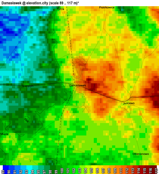 Damasławek elevation map