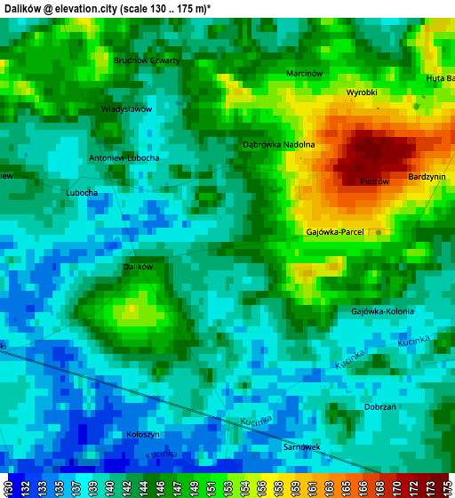 Dalików elevation map