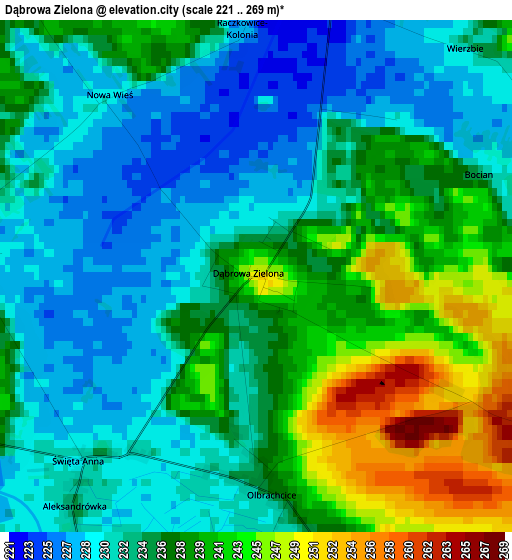 Dąbrowa Zielona elevation map