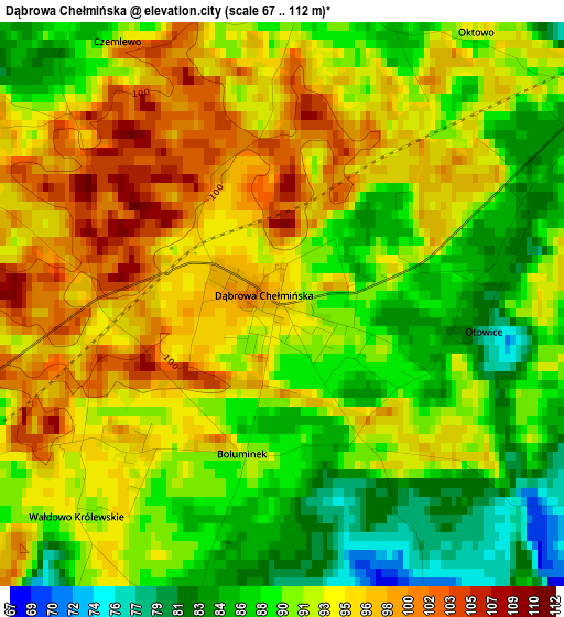 Dąbrowa Chełmińska elevation map