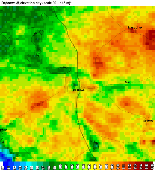 Dąbrowa elevation map