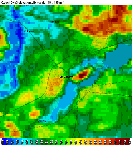 Człuchów elevation map