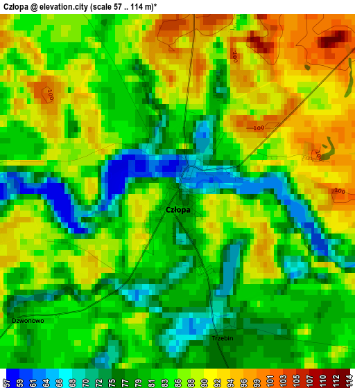 Człopa elevation map