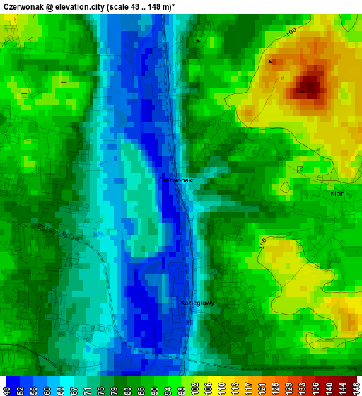 Czerwonak elevation map