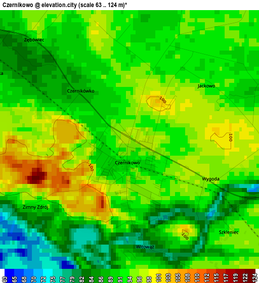 Czernikowo elevation map