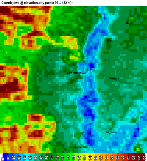 Czerniejewo elevation map