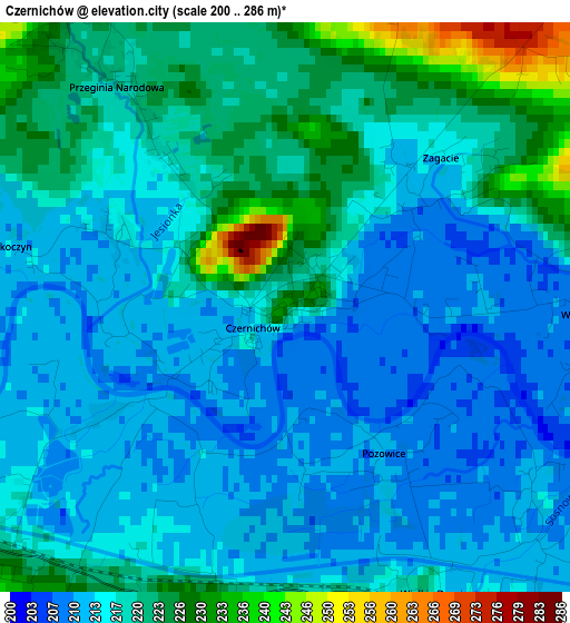 Czernichów elevation map