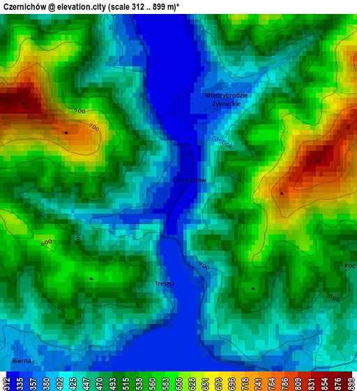 Czernichów elevation map