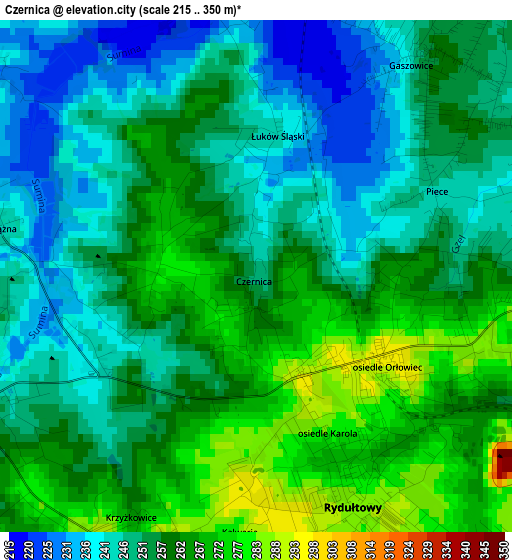 Czernica elevation map