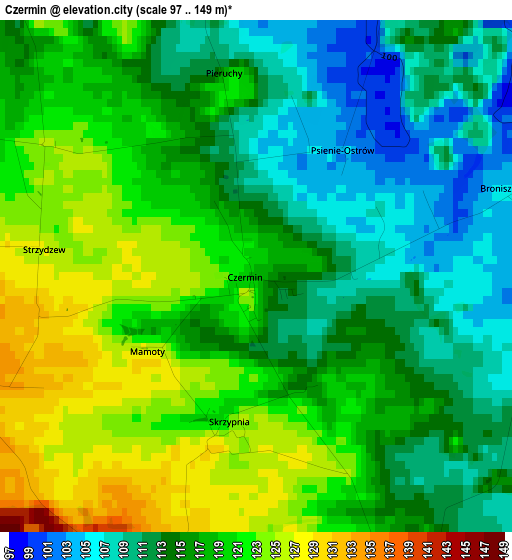 Czermin elevation map