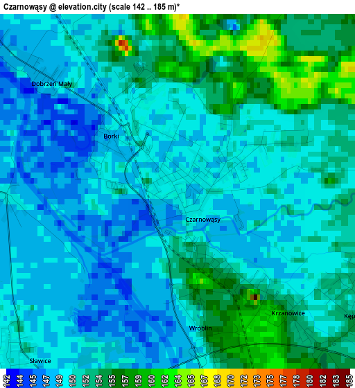 Czarnowąsy elevation map