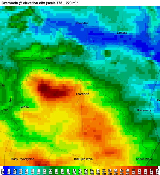 Czarnocin elevation map