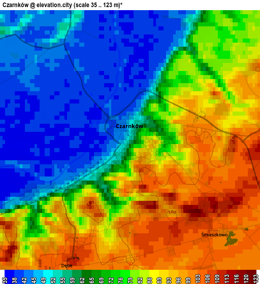 Czarnków elevation map