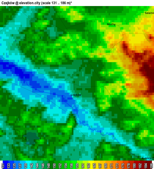 Czajków elevation map