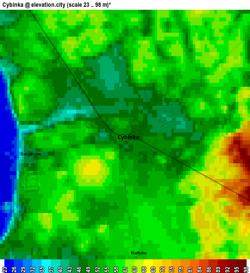 Cybinka elevation map