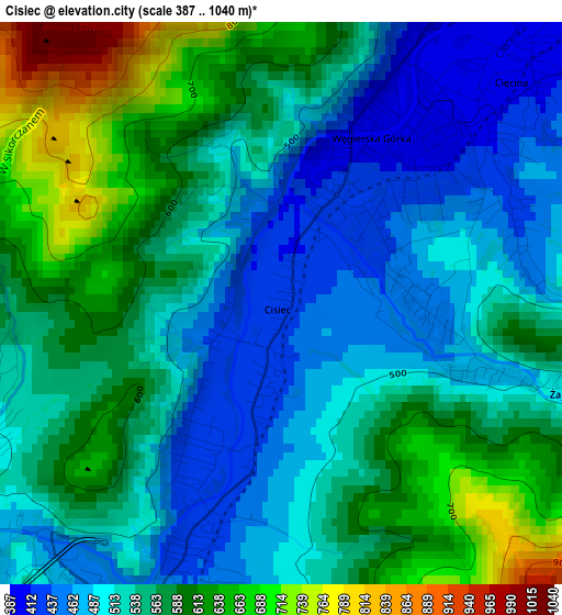 Cisiec elevation map