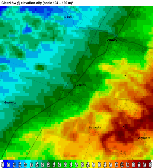 Cieszków elevation map