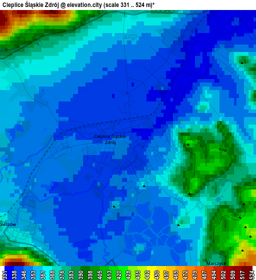 Cieplice Śląskie Zdrój elevation map