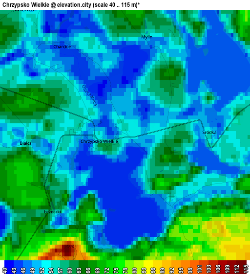 Chrzypsko Wielkie elevation map