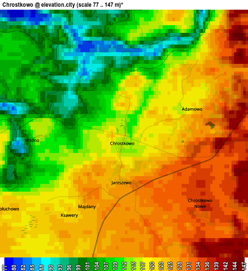 Chrostkowo elevation map