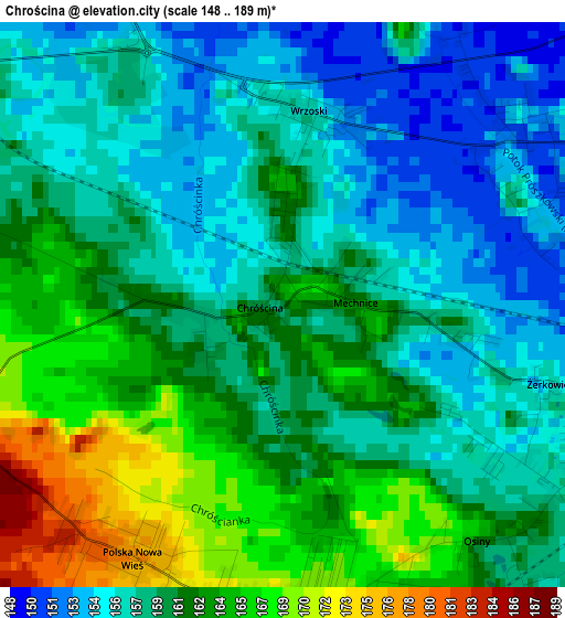 Chrościna elevation map