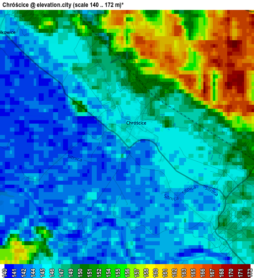 Chróścice elevation map