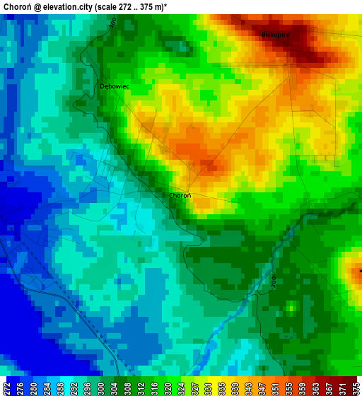 Choroń elevation map