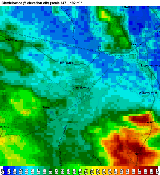 Chmielowice elevation map