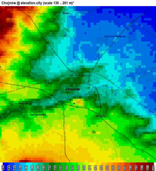 Chojnów elevation map