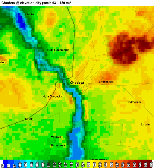 Chodecz elevation map